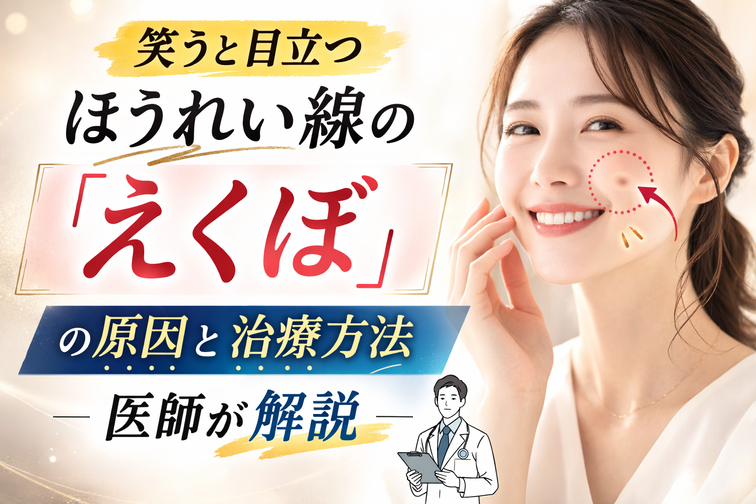 笑うとほうれい線が深く見える「えくぼ」｜原因と治療を医師が解説