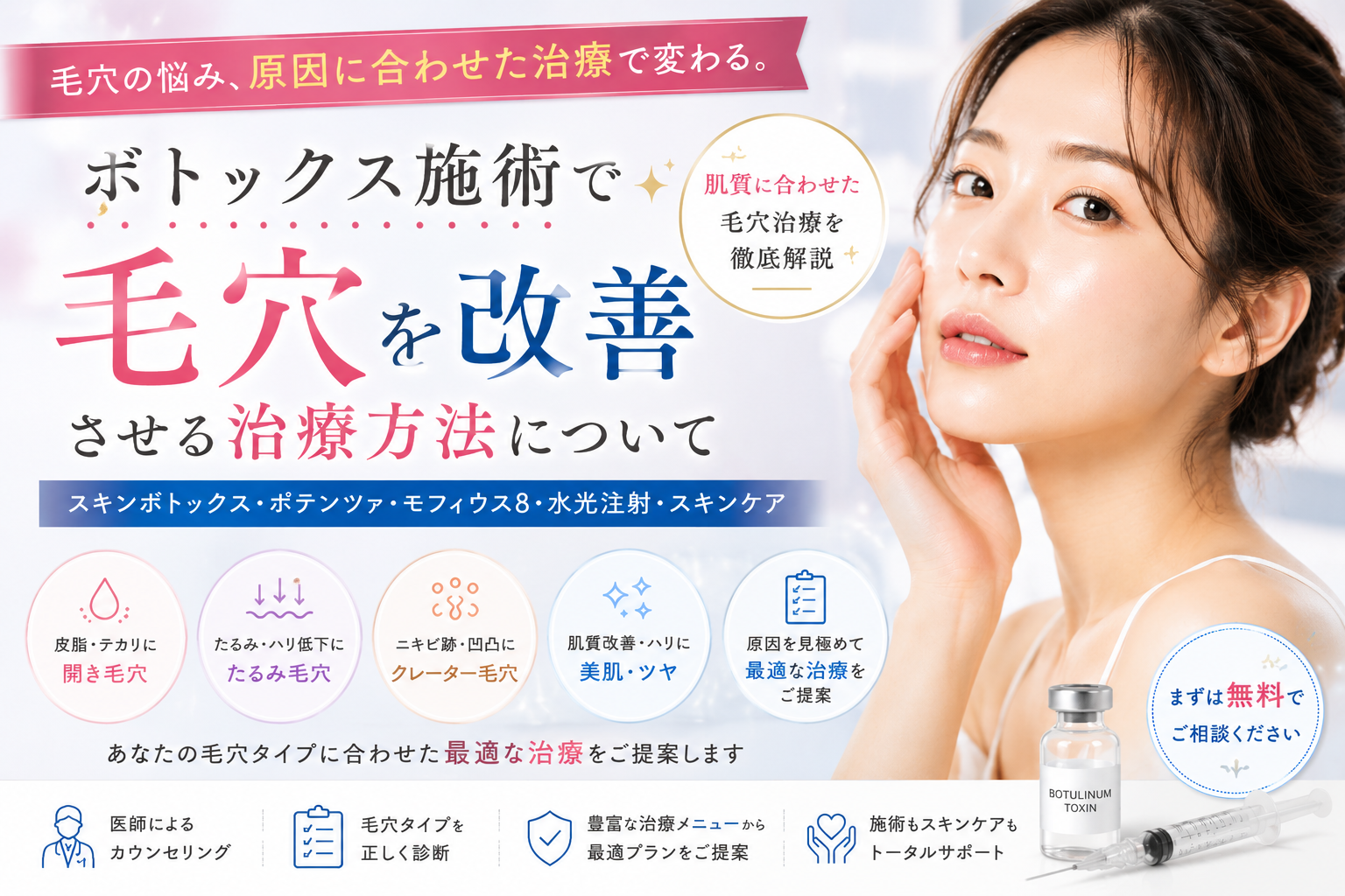 ボトックス施術で毛穴を改善させる治療方法について