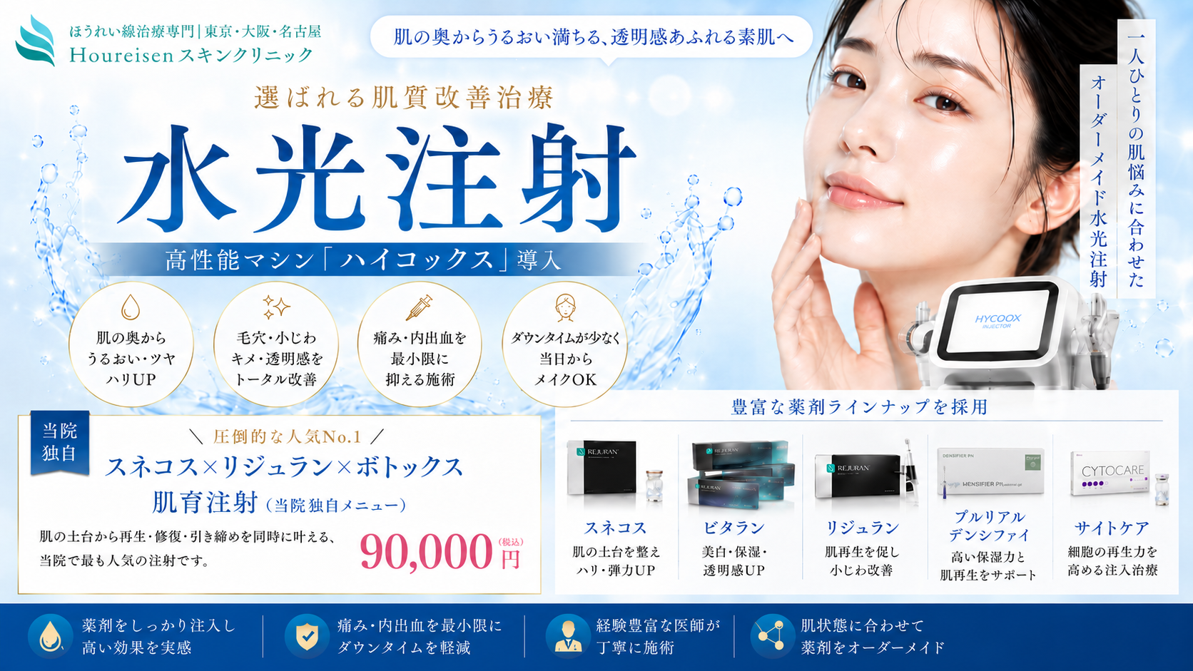 水光注射（ハイコックス）の効果・薬剤・ダウンタイム｜透明感と