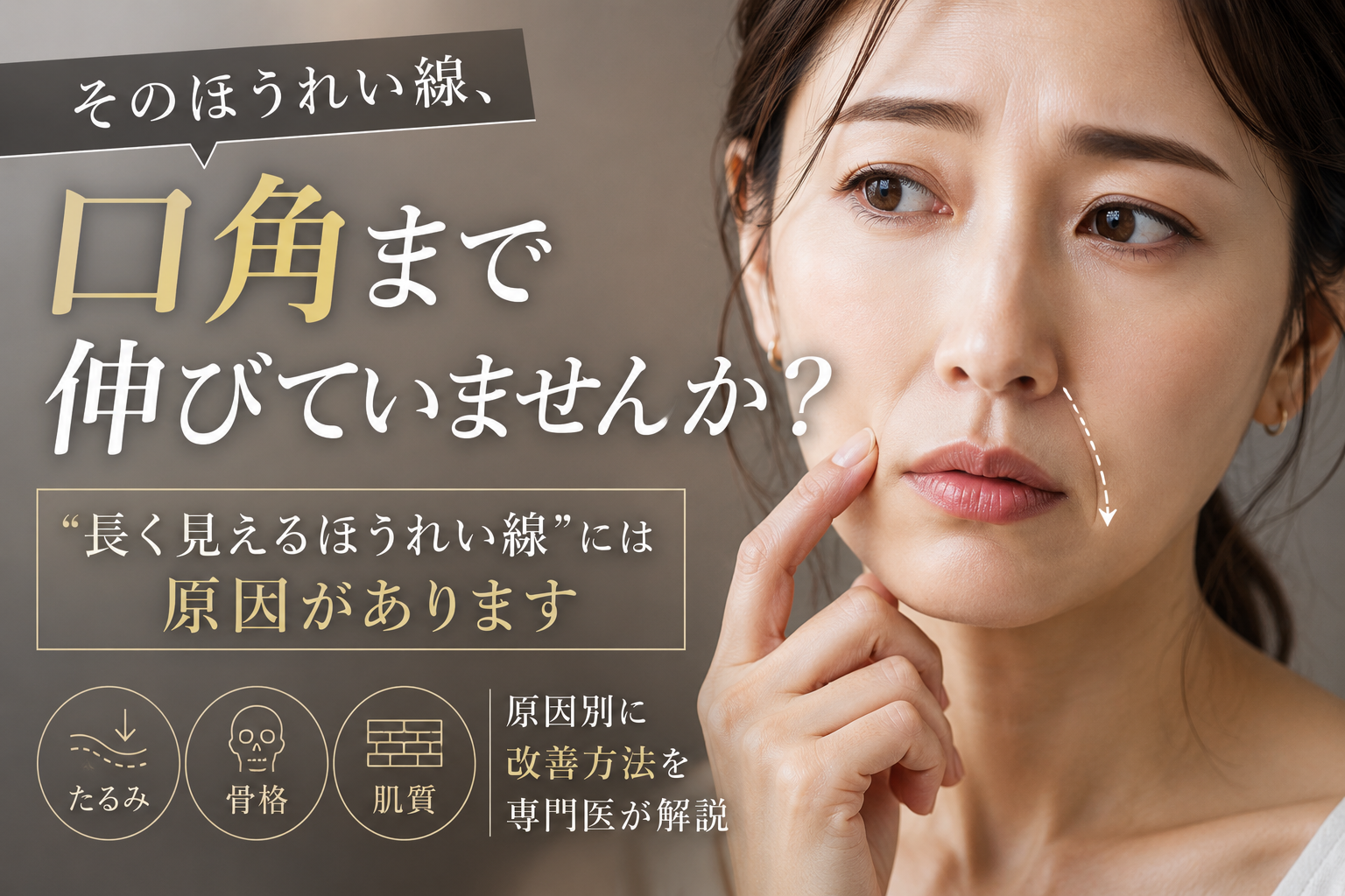 口角まで伸びる長いほうれい線｜老けて見える原因と改善方法を専門医が解説