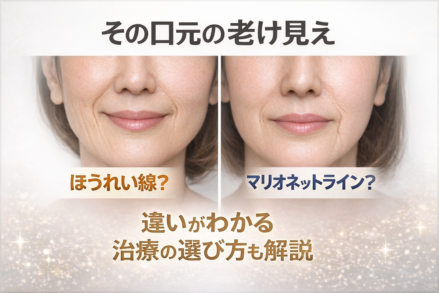 その口元の老け見え、原因はほうれい線？マリオネットライン？違いと