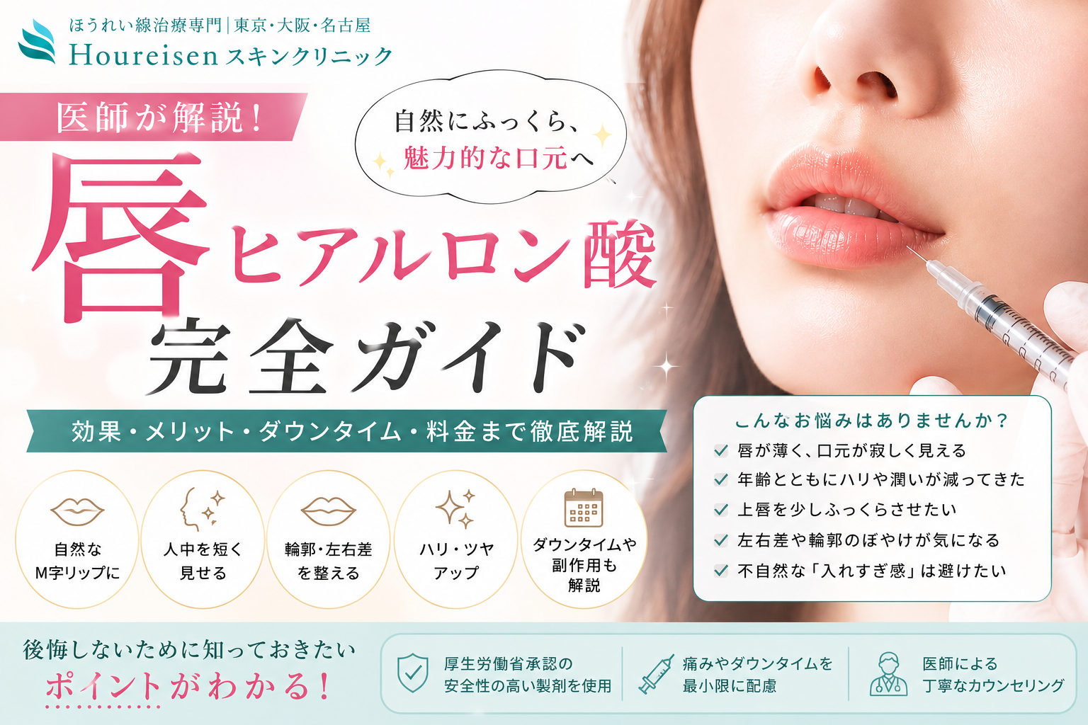 唇ヒアルロン酸で自然な口元へ｜効果・痛み・ダウンタイム・失敗しない