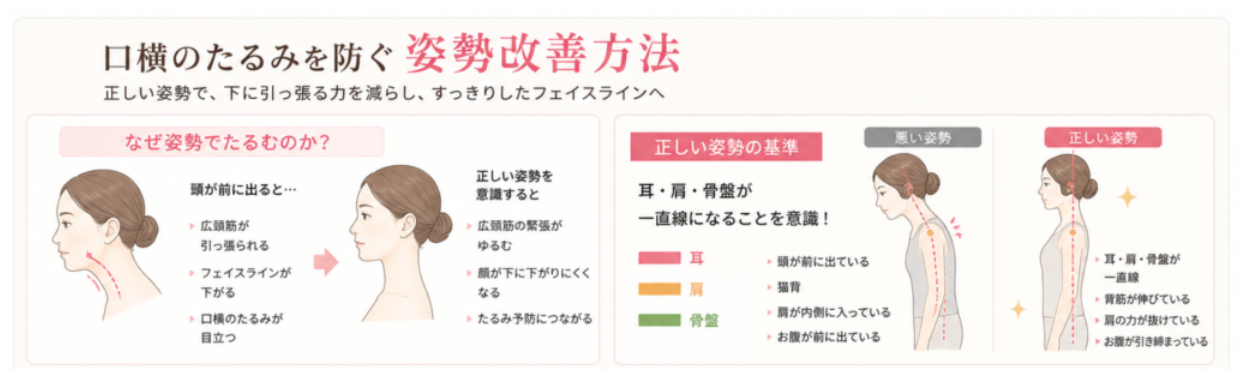 姿勢と口元のもたつきの関係